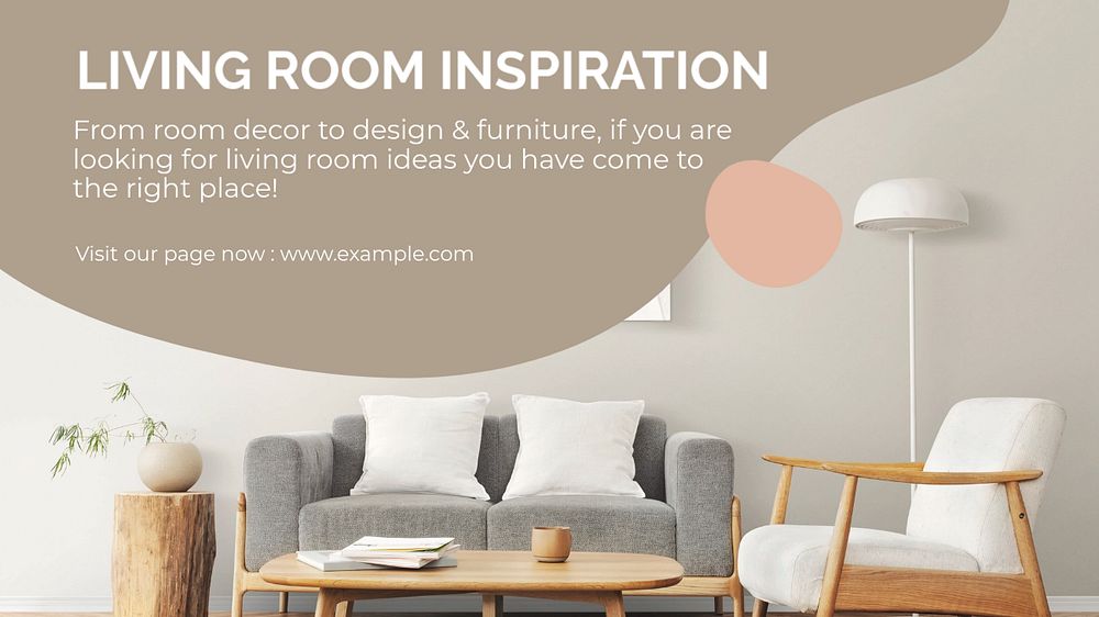 Living room inspiration  blog banner template, editable text