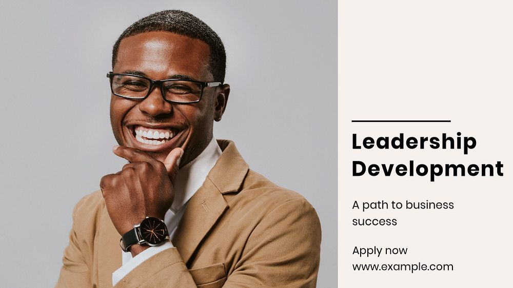 Leadership development blog banner template, editable text