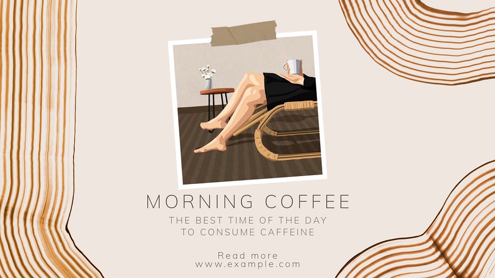 Morning coffee  blog banner template, editable text