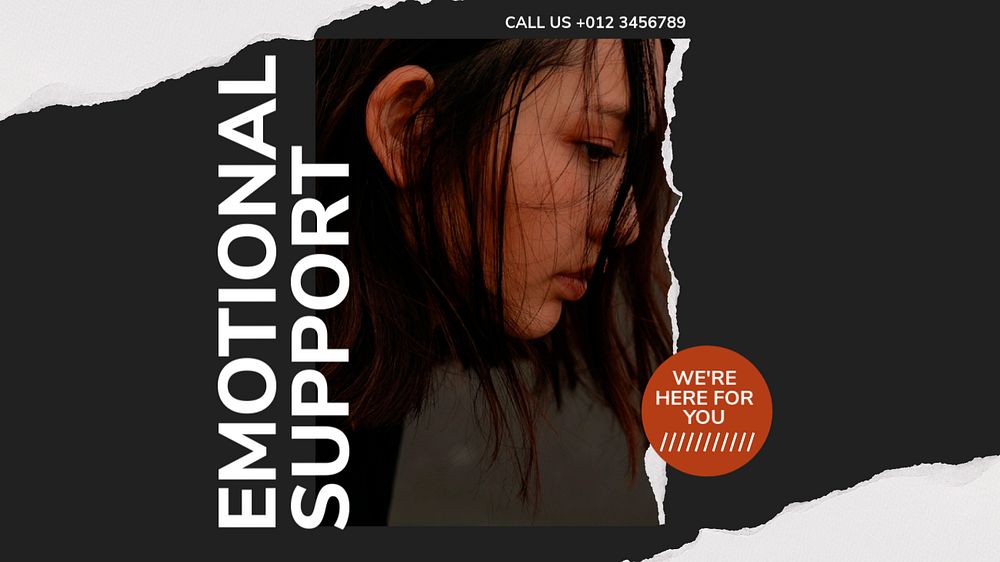 Emotional support  blog banner template, editable text