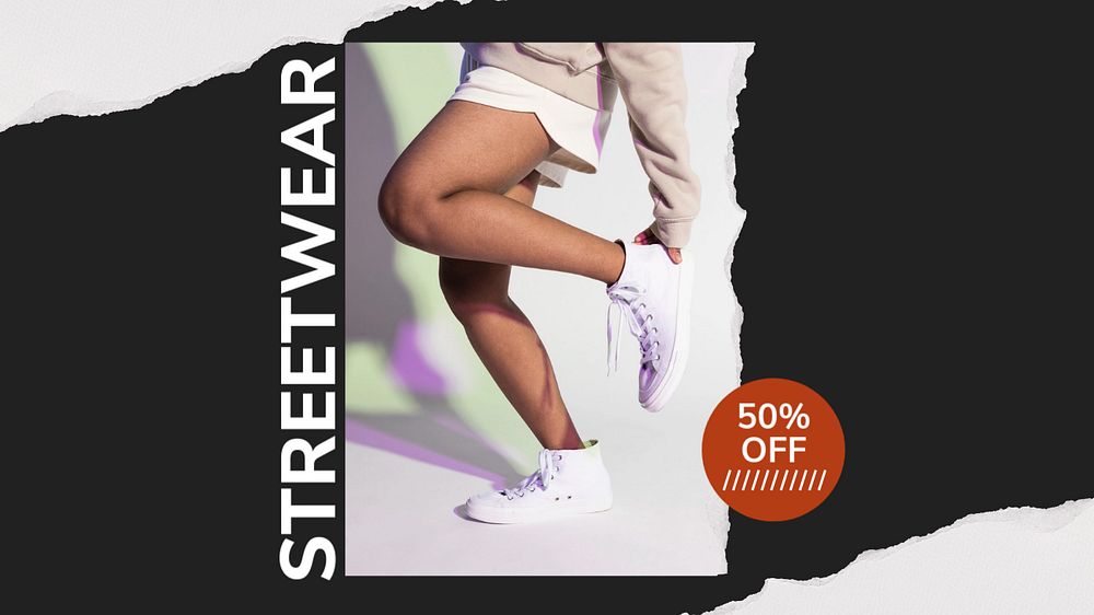 Streetwear sale  blog banner template, editable text