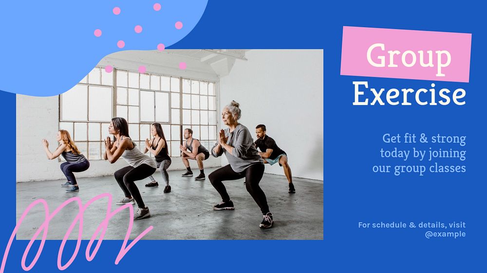 Group exercise Facebook cover template, editable design