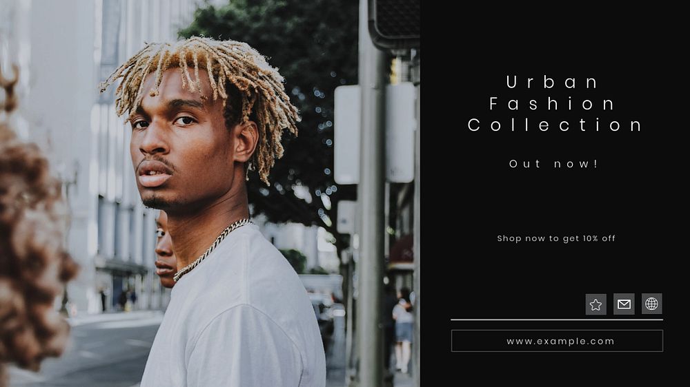 Urban fashion collection  blog banner template, editable text