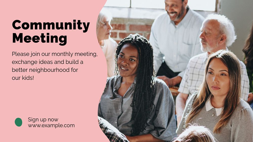 Community meeting  blog banner template, editable text