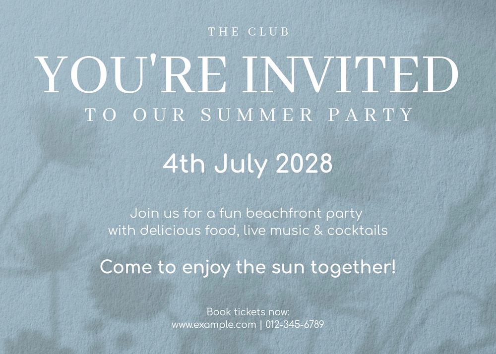 Summer party invitation template, editable design