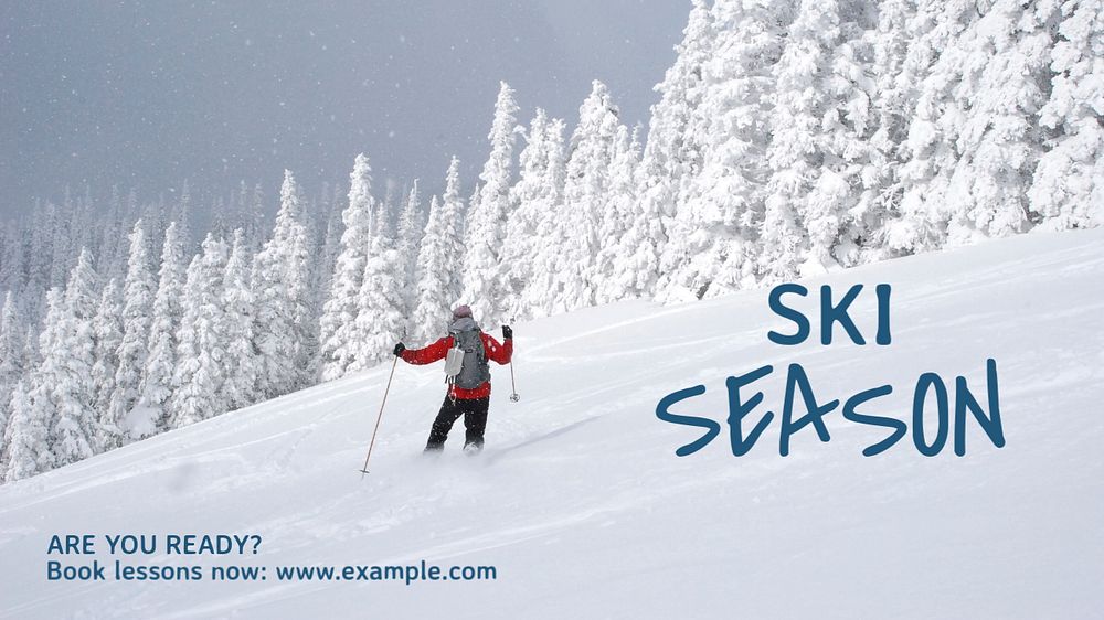 Ski lesson blog banner template, editable text