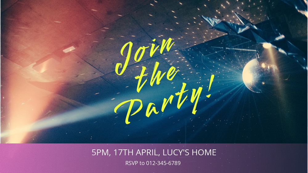 Join the party blog banner template, editable text