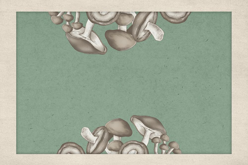 Mushroom border editable green background