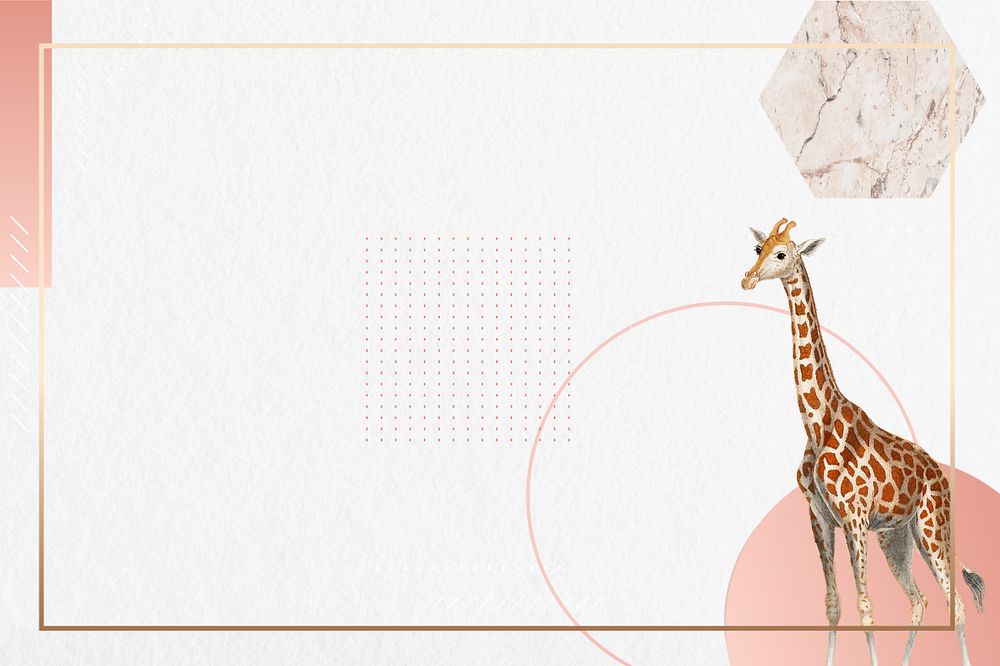 Abstract pastel geometric background, editable vintage giraffe frame