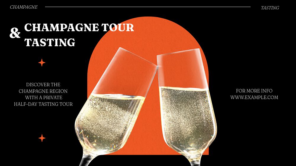 Champagne tasting tour blog banner template, editable text