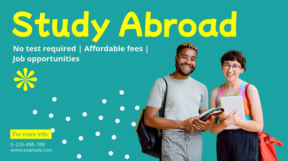 Study abroad  blog banner template, editable text