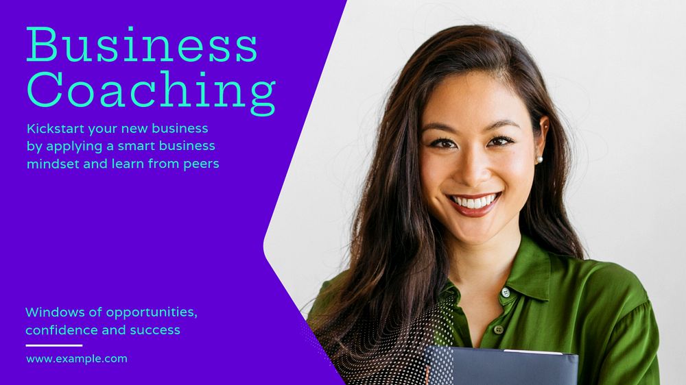 Business coaching  blog banner template, editable text