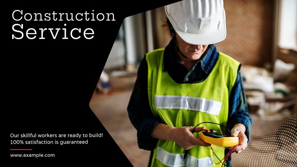 Construction service  blog banner template, editable text