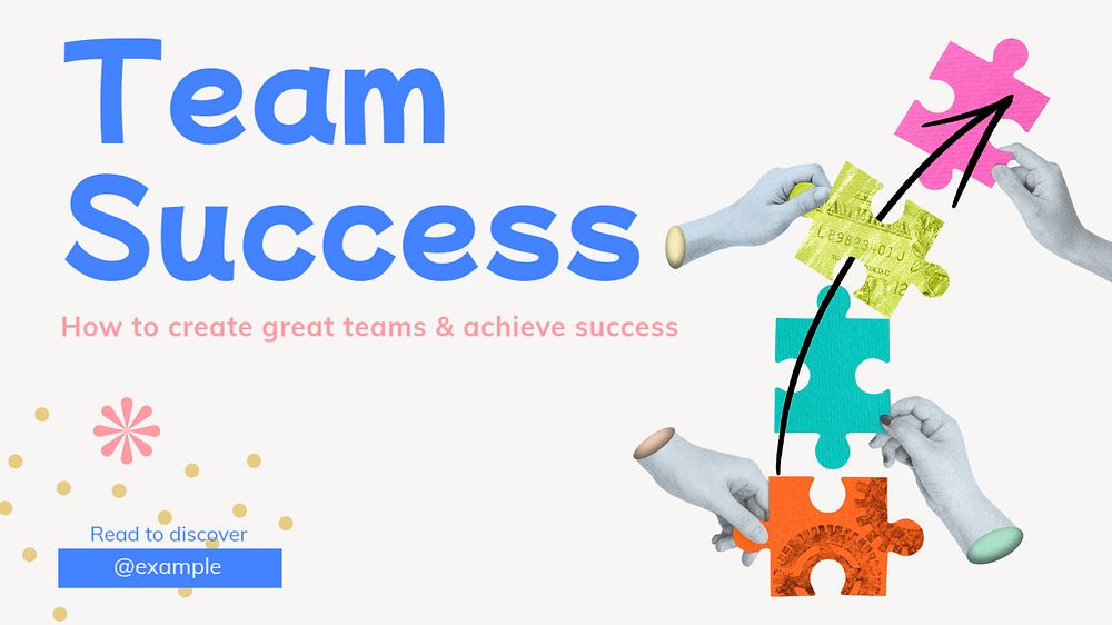 Team success  blog banner template, editable text