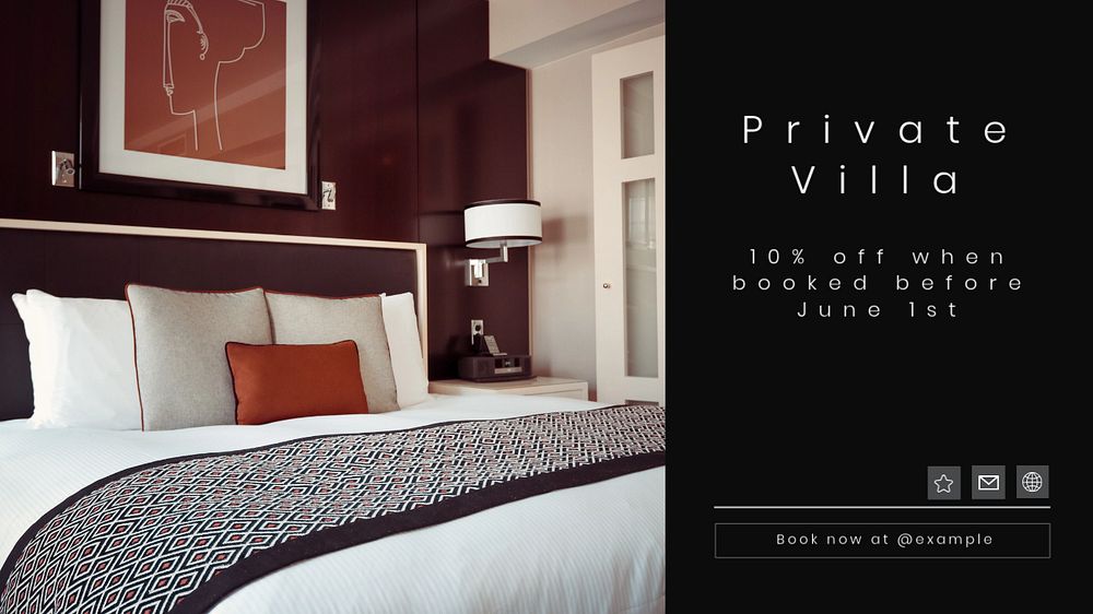 Private villa blog banner template, editable text