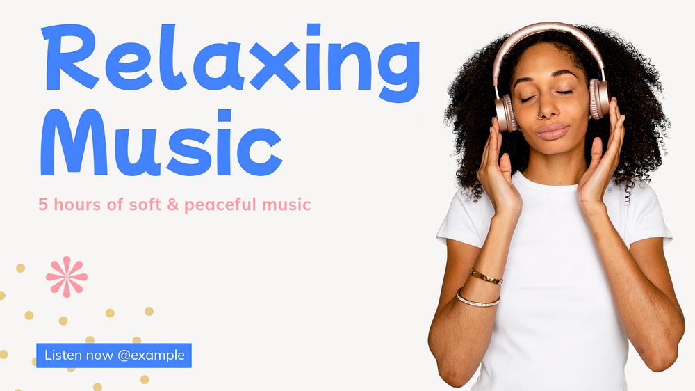 Relaxing music  blog banner template, editable text