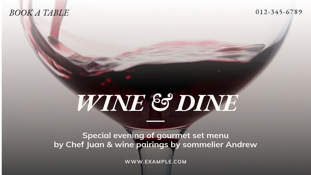 Wine & dine blog banner template, editable text