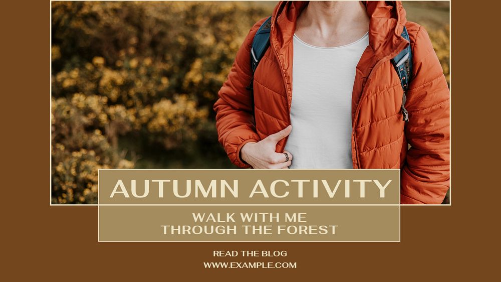 Autumn forest walk blog banner template, editable text