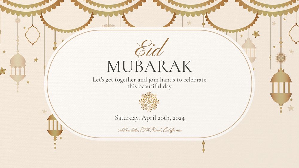 Eid mubarak blog banner template, editable text