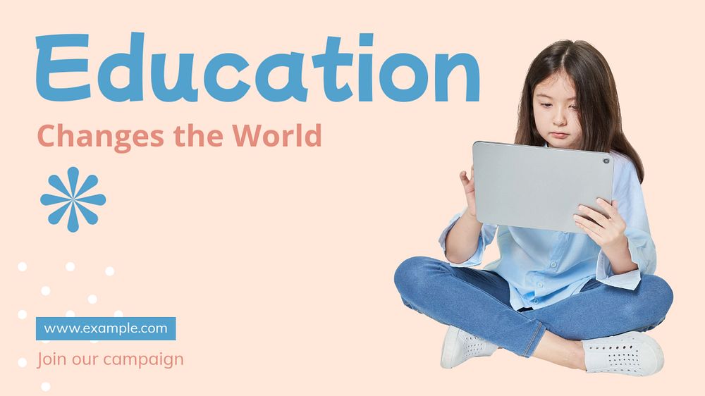 Education campaign  blog banner template, editable text