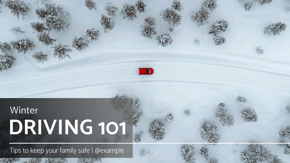 Winter driving snow blog banner template, editable text