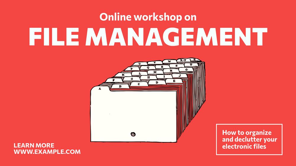 File management  blog banner template, editable text