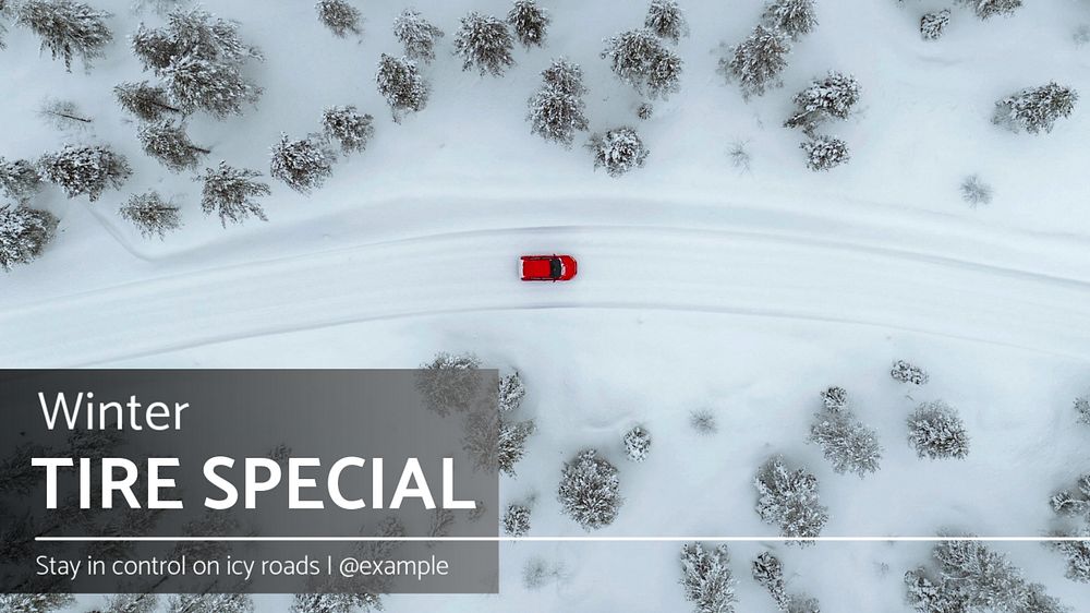 Winter tire driving blog banner template, editable text