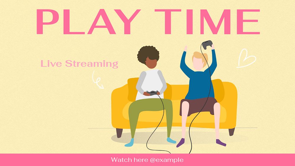 Play time blog banner template, editable text