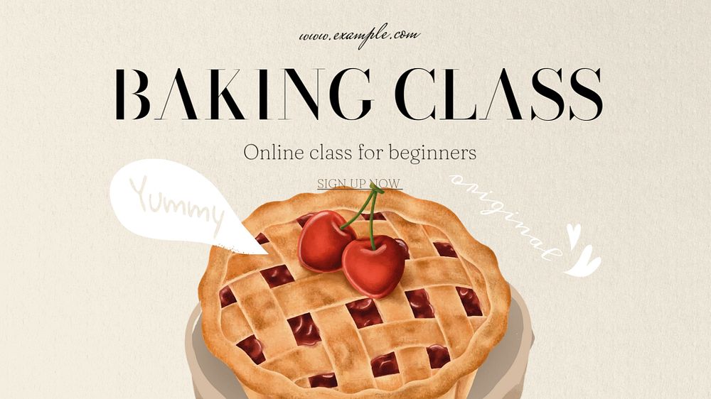 Baking class  blog banner template, editable text