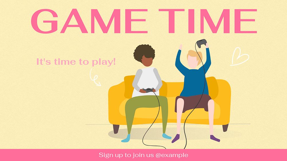 Game time blog banner template, editable text