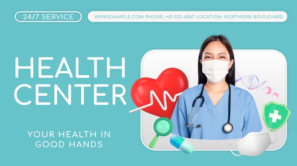 Health center blog banner template, editable text