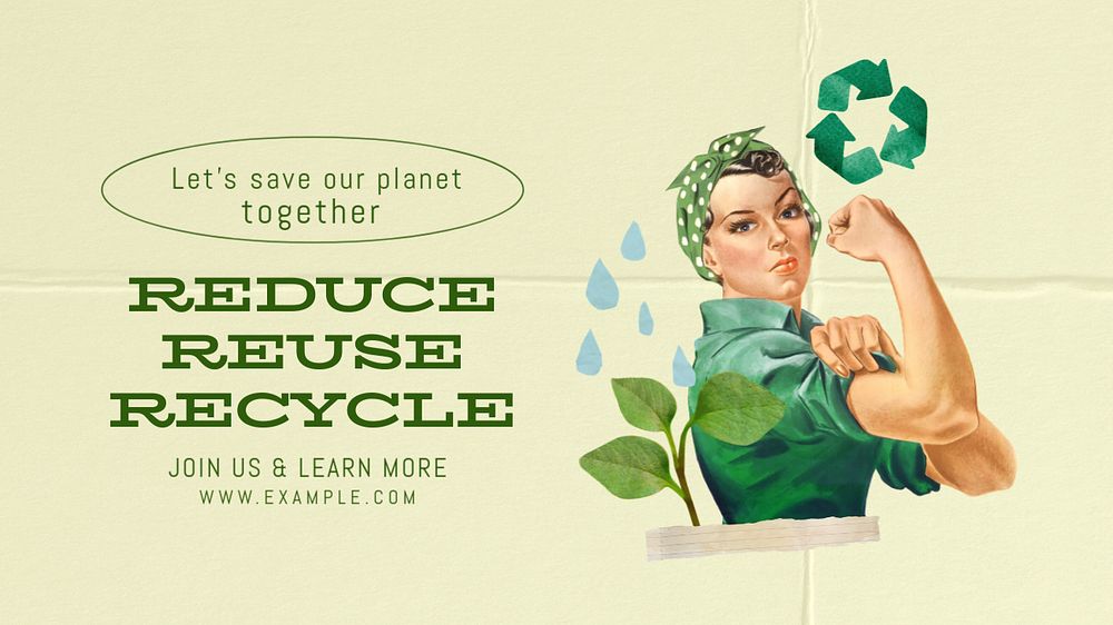 Reduce reuse recycle blog banner template, editable text