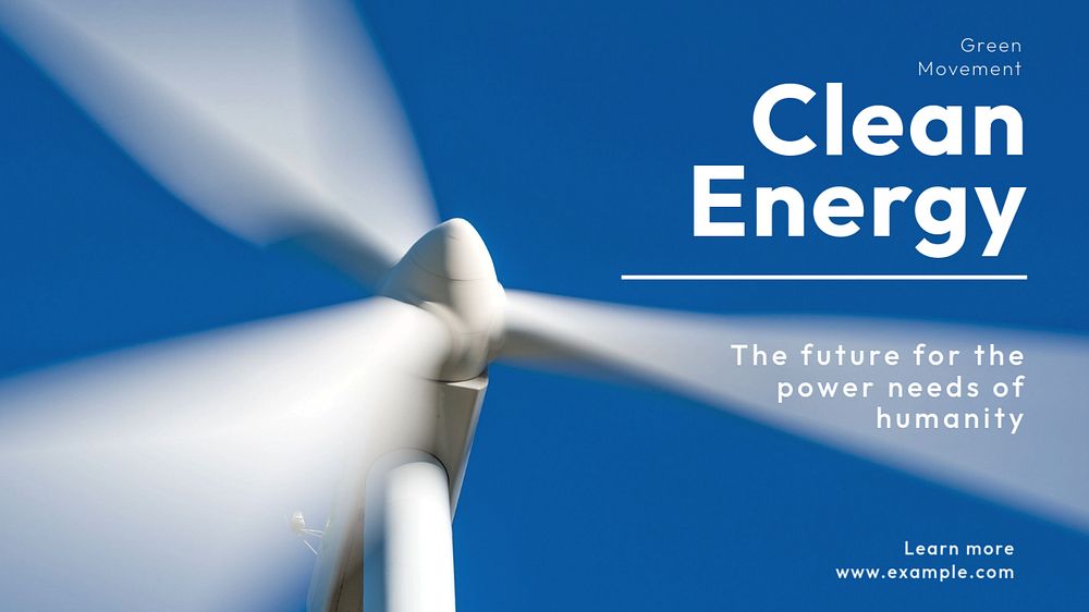 Clean energy blog banner template, editable text