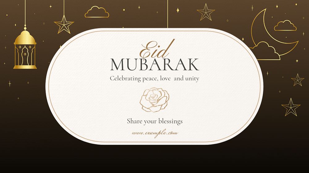 Eid Mubarak blog banner template, editable text