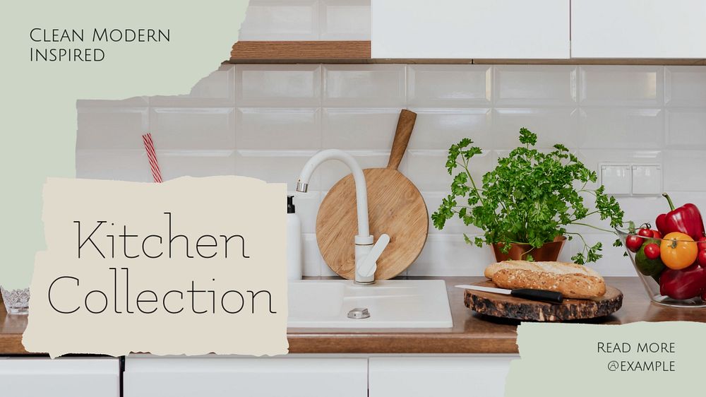 Kitchen blog banner template, editable text