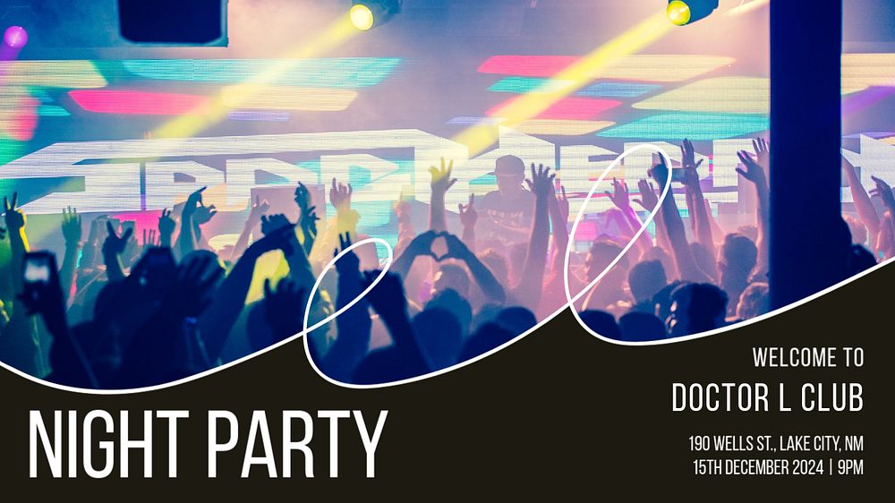 Night party blog banner template, editable text