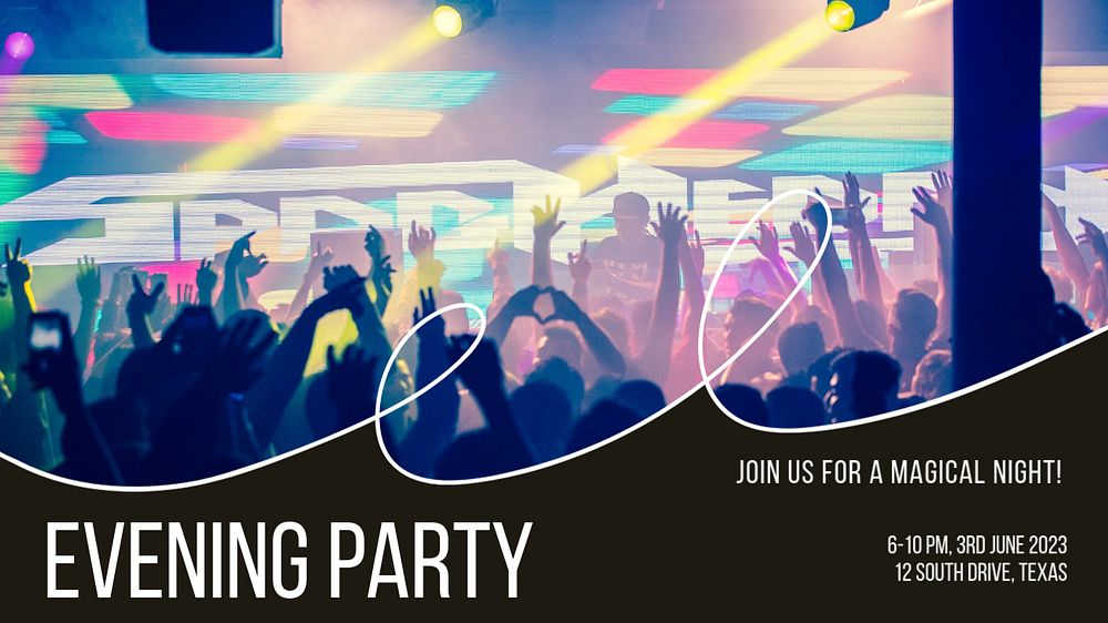 Evening party invitation blog banner template, editable text