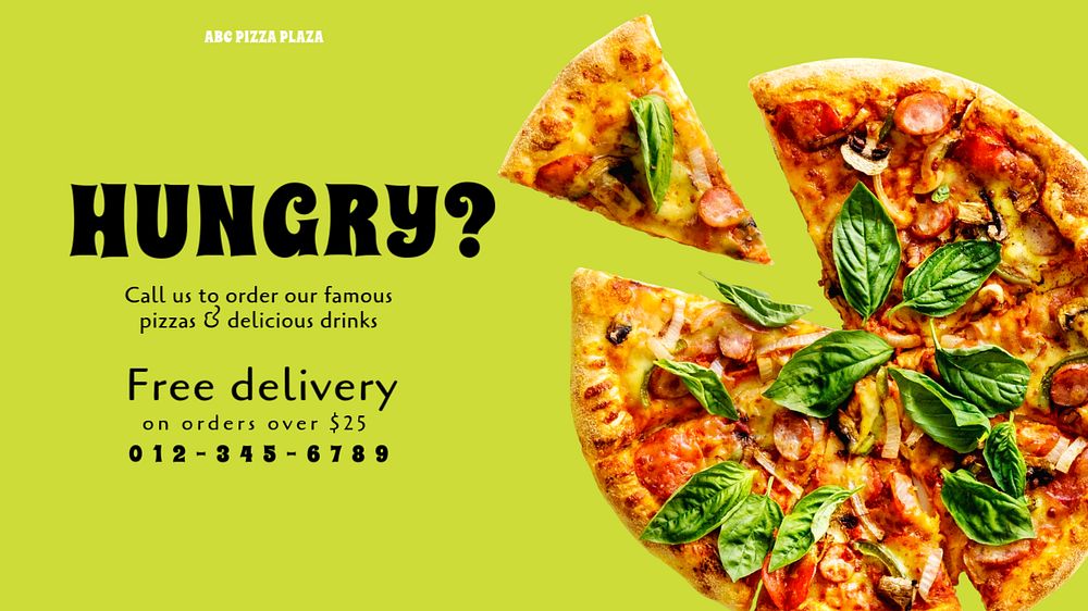 Pizza delivery blog banner template, editable text