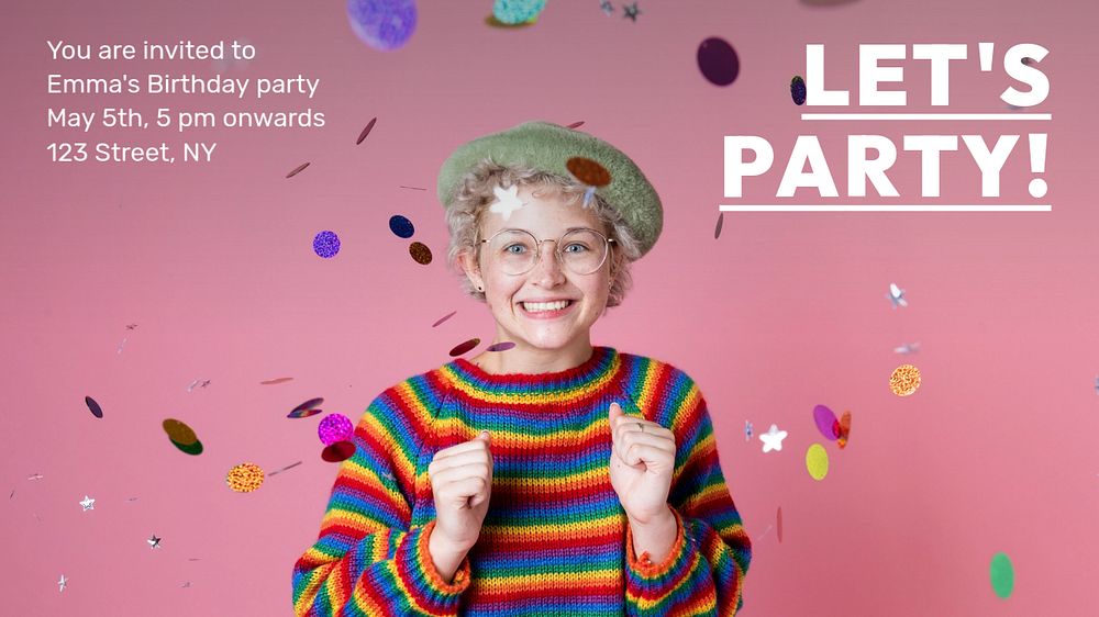 Let's party blog banner template, editable text