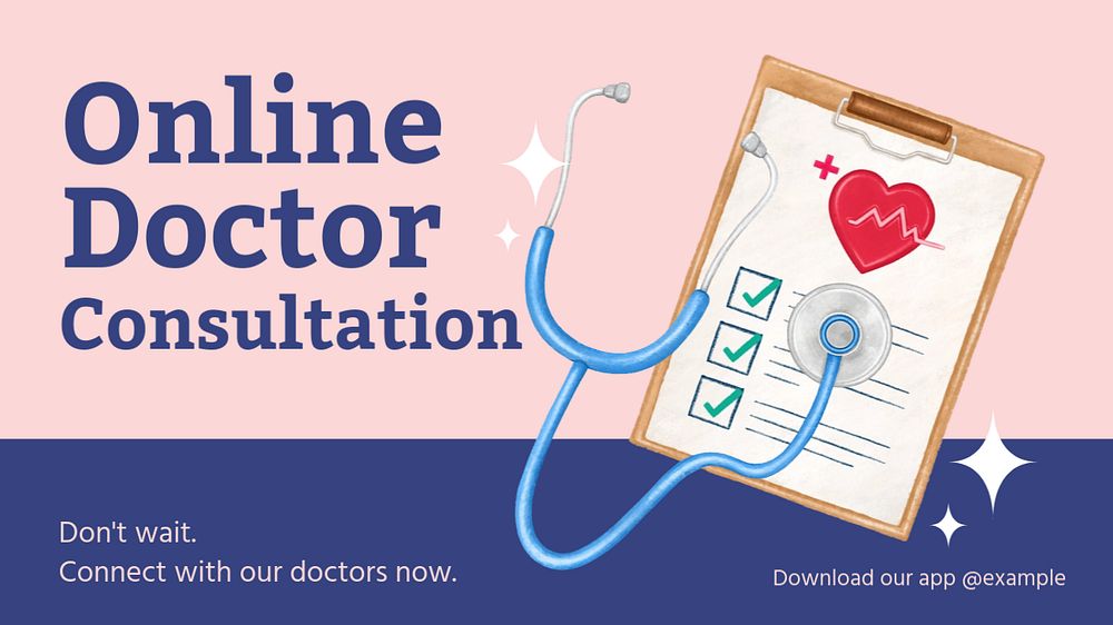 Online doctor blog banner template, editable text