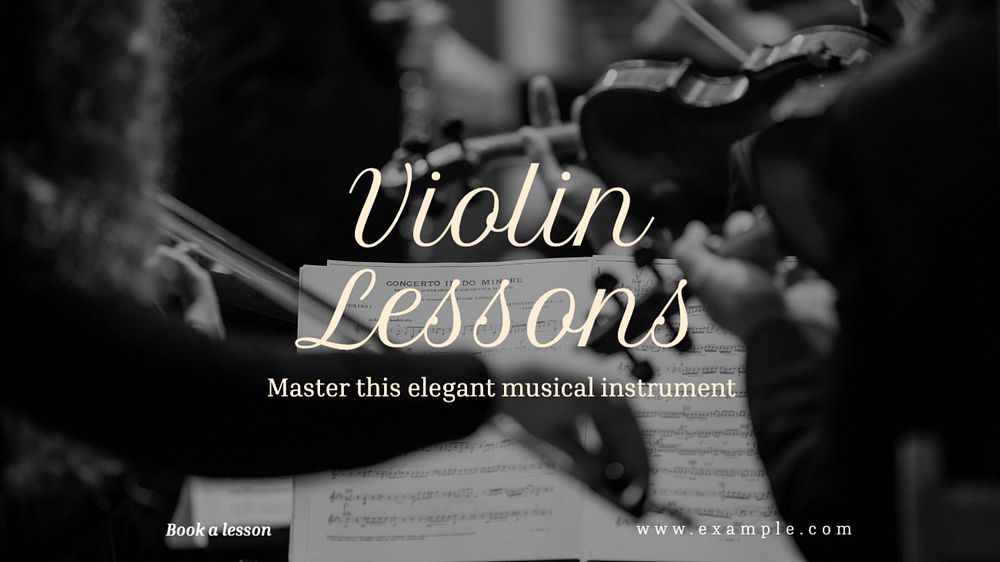 Violin lessons blog banner template, editable text