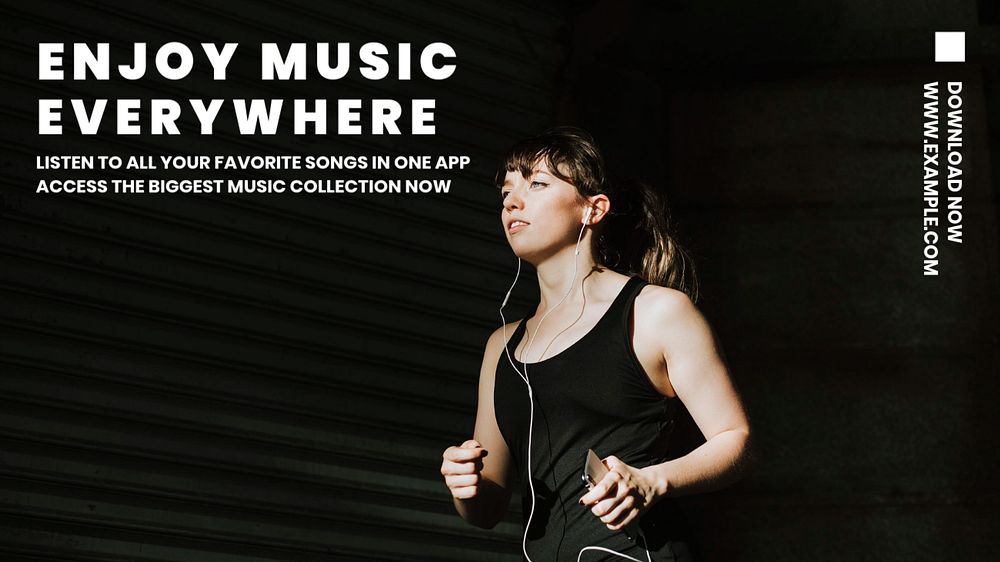 Music everywhere blog banner template, editable text