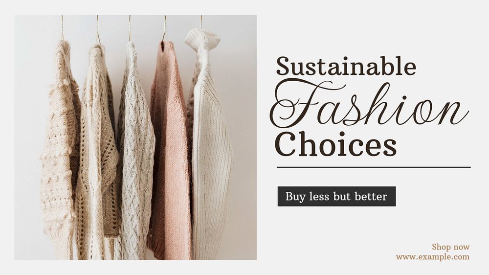 Sustainable fashion  blog banner template, editable text