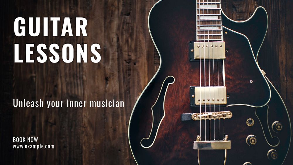 Guitar lessons blog banner template, editable text