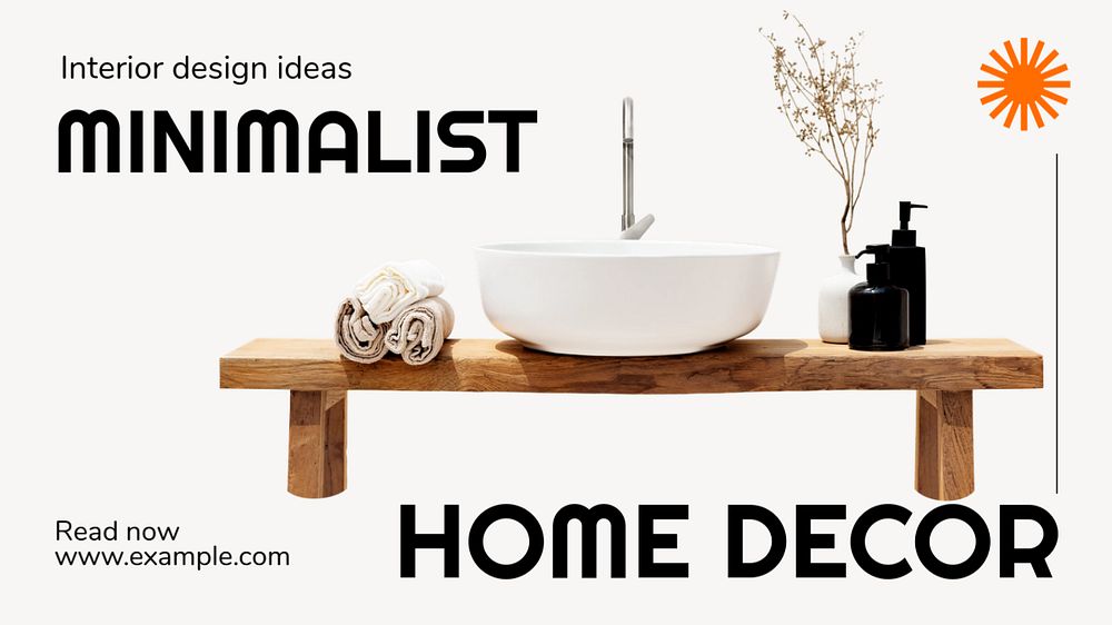 Minimalist home decor blog banner template, editable text