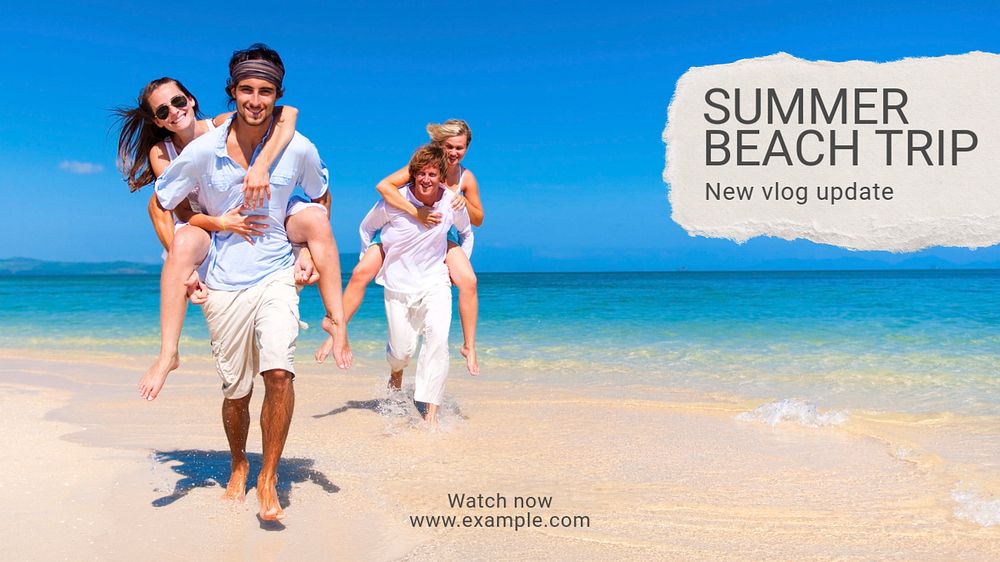 Summer beach trip blog banner template, editable text