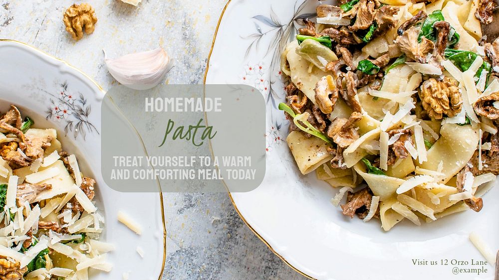 Homemade pasta blog banner template, editable text