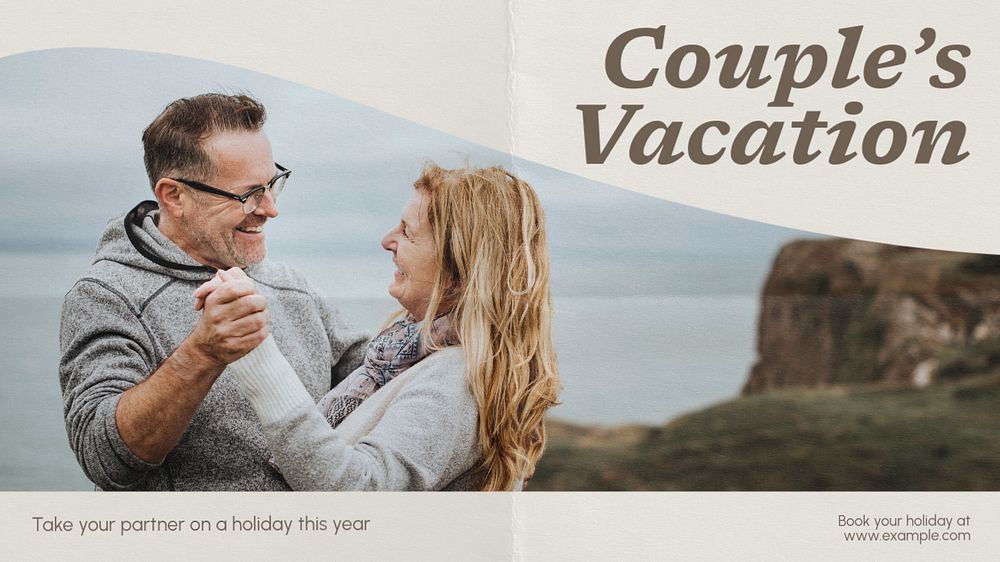 Couple's vacation blog banner template, editable text