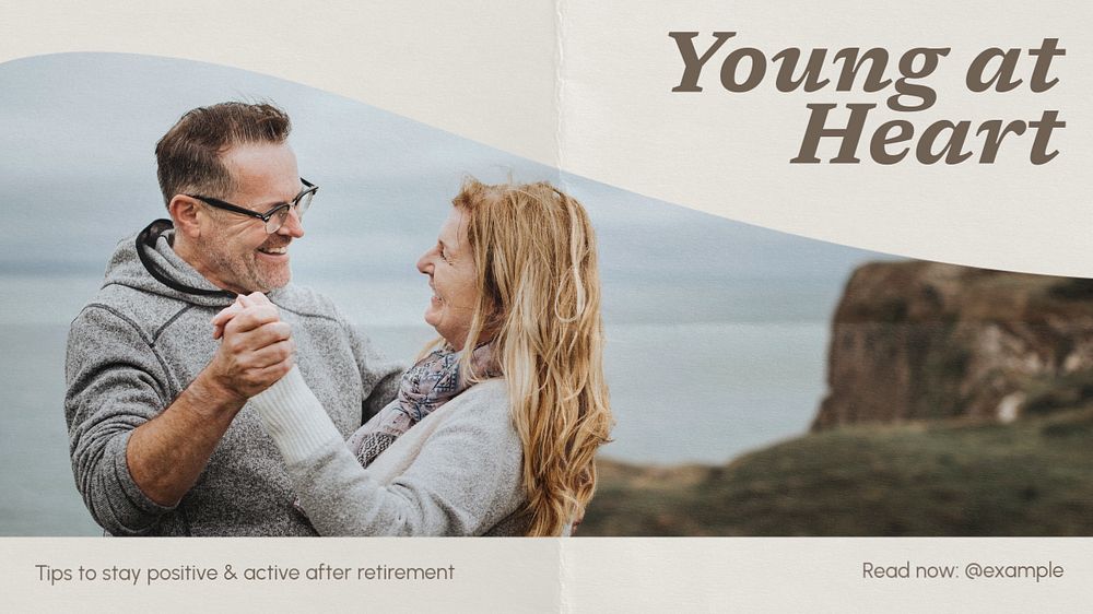 Young at heart blog banner template, editable text