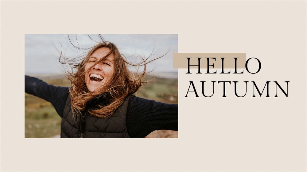 Hello autumn blog banner template, editable text